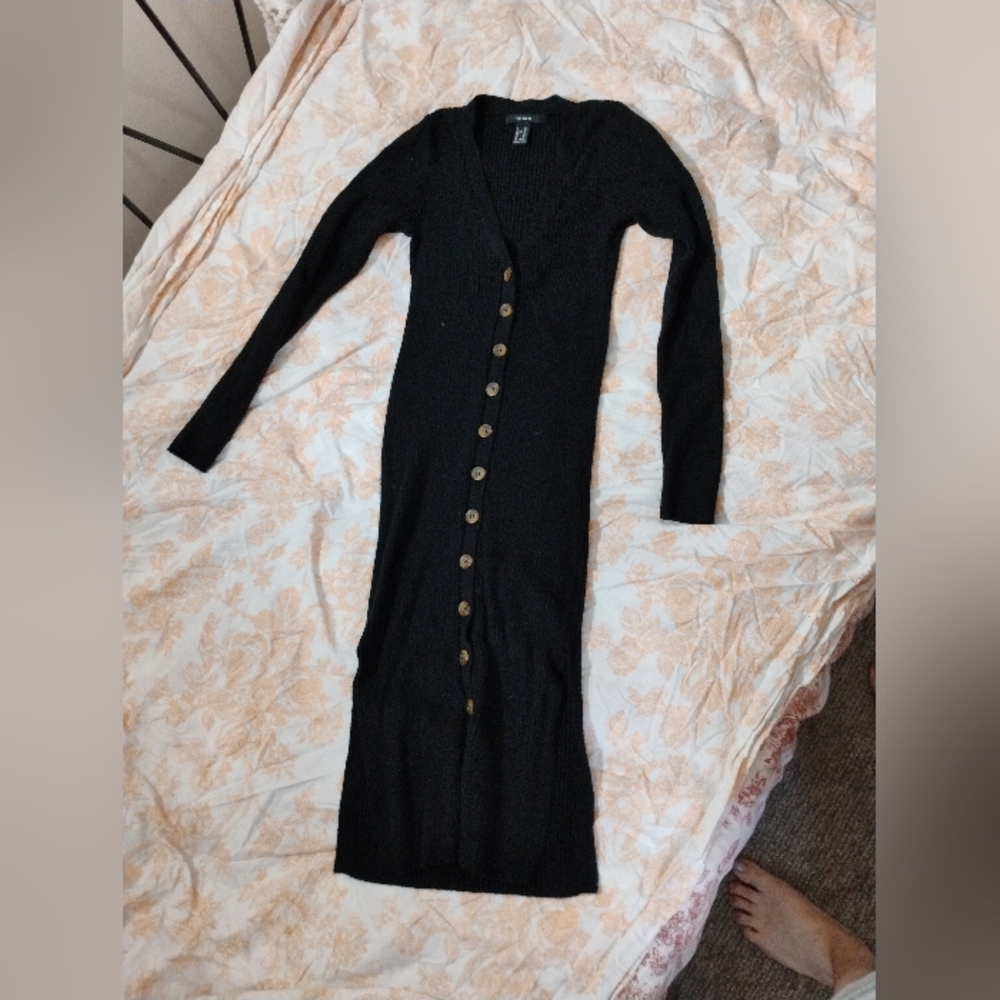 Forever 21 Black Ribbed Knit Cardigan